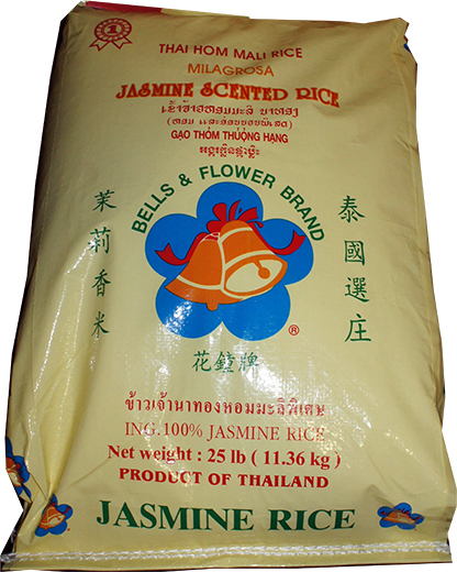 BELLS & FLOWER JASMINE RICE 25lbs/bg