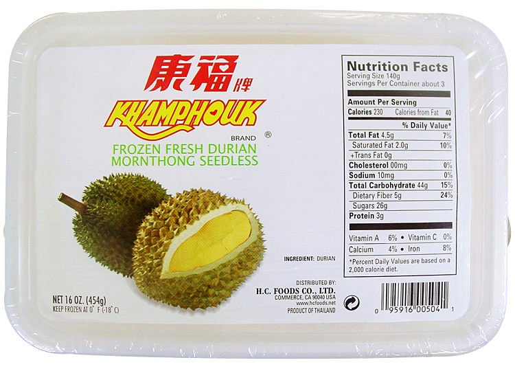 FRZ DURIAN SEEDLESS BOX (KP) 24bx x 16oz (454g)